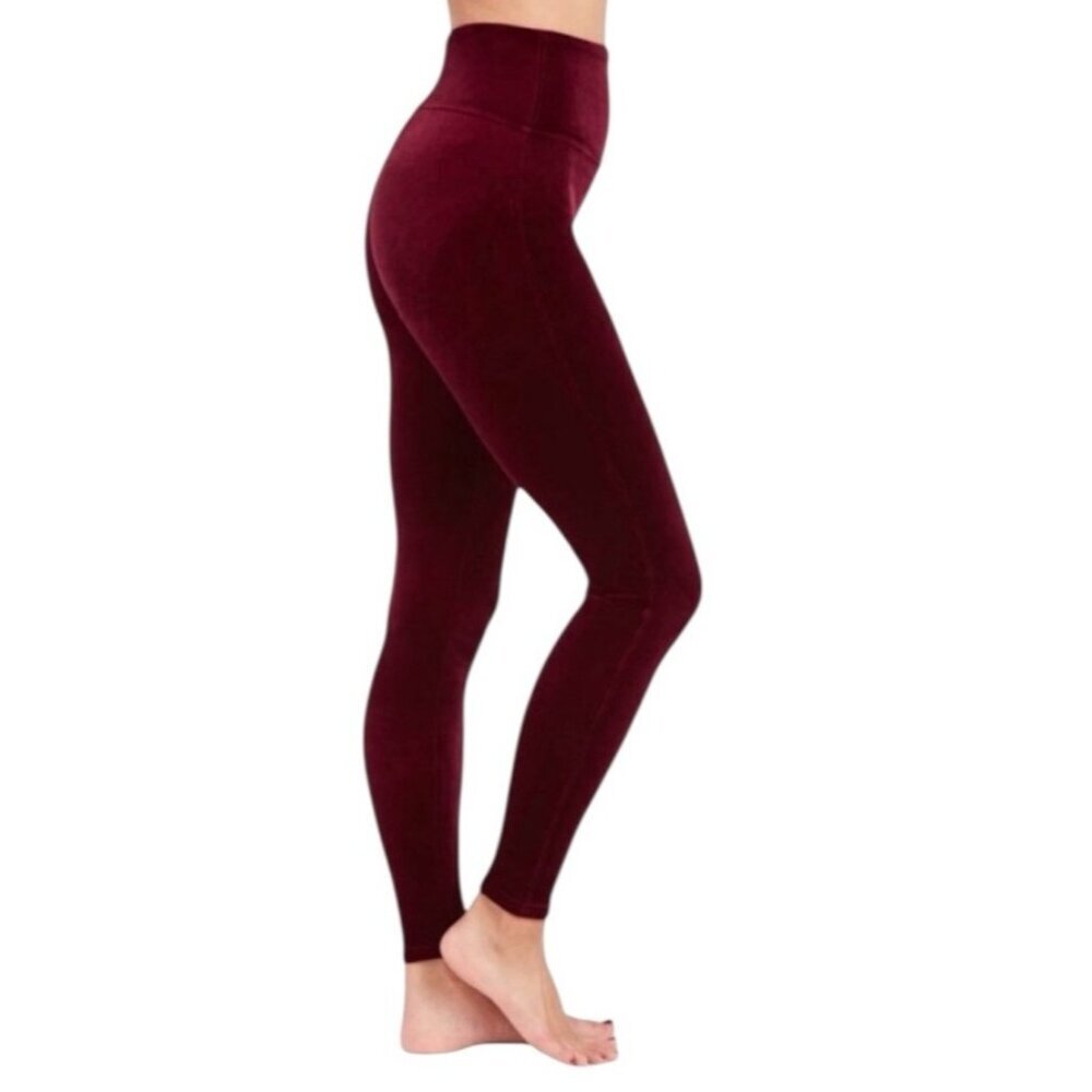 Spanx Velvet Rich Burgundy Shape Wear Leggings Pants Womens Size Medium